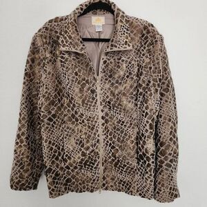 Morgan Cole Womens Vintage Snake Print Zip Front Jacket Lined Size XL